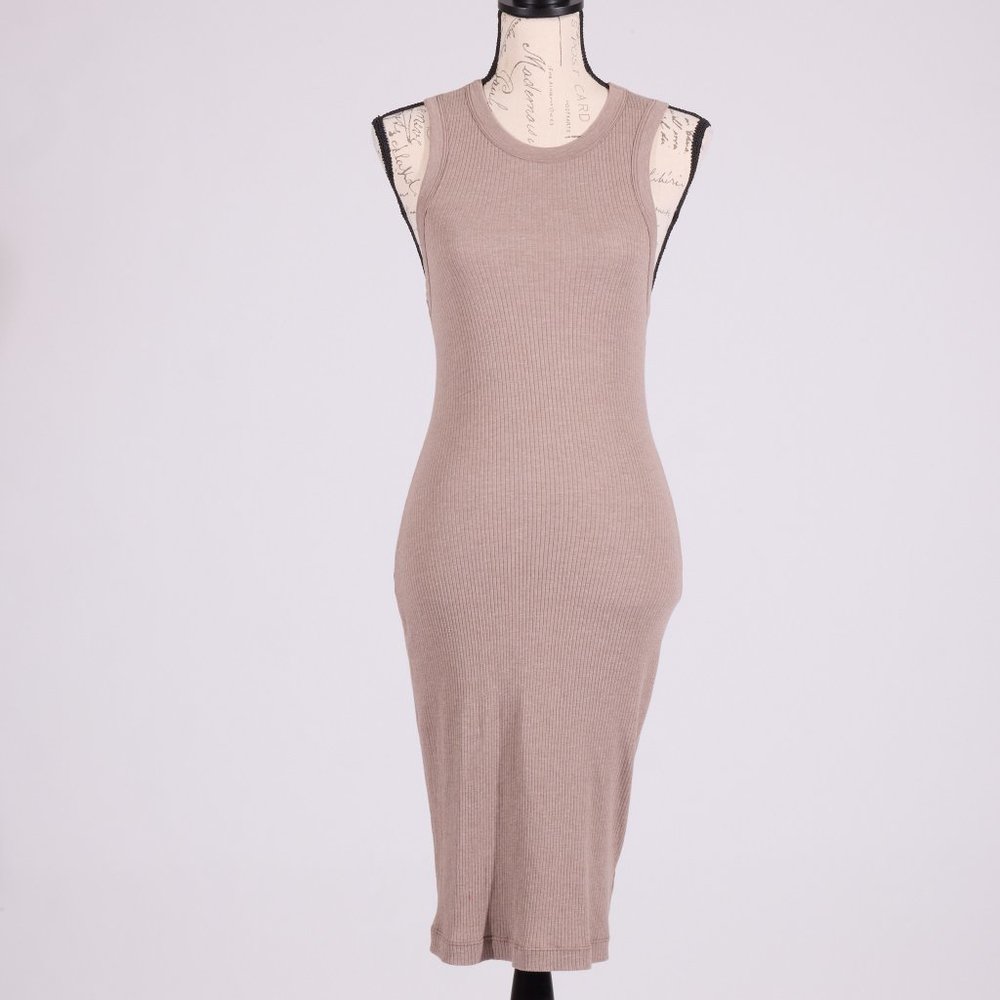 JAMES PERSE  TAN RIBBED TANK TOP DRESS